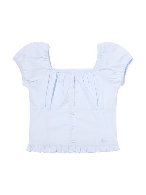 RUFFLE POINT OFF-SHOULDER BLOUSE [BLUE]