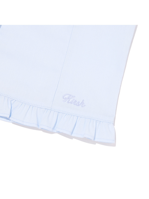 RUFFLE POINT OFF-SHOULDER BLOUSE [BLUE]
