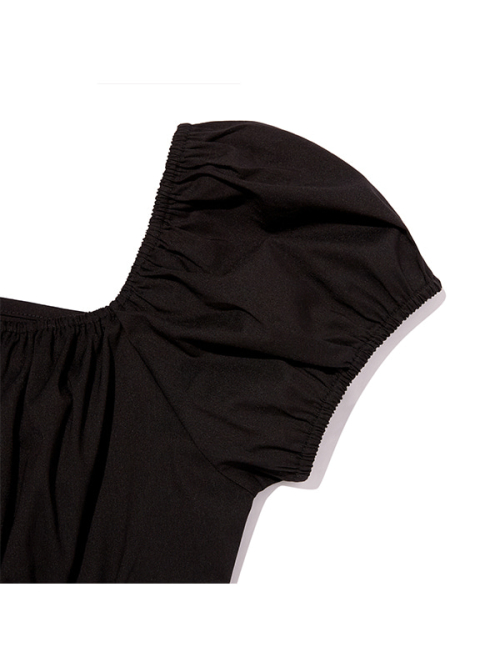 RUFFLE POINT OFF-SHOULDER BLOUSE [BLACK]