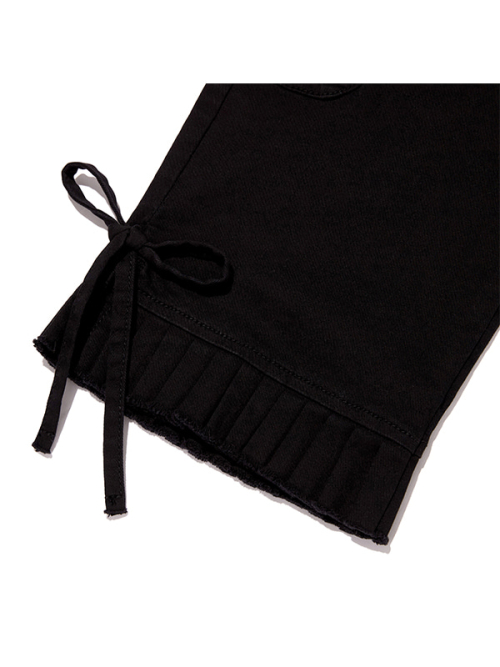 RUFFLE RIBBON BIKER SHORTS [BLACK]