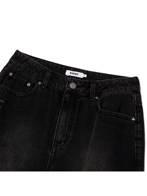 DISTRESSED SLIM-FIT DENIM PANTS [BLACK]