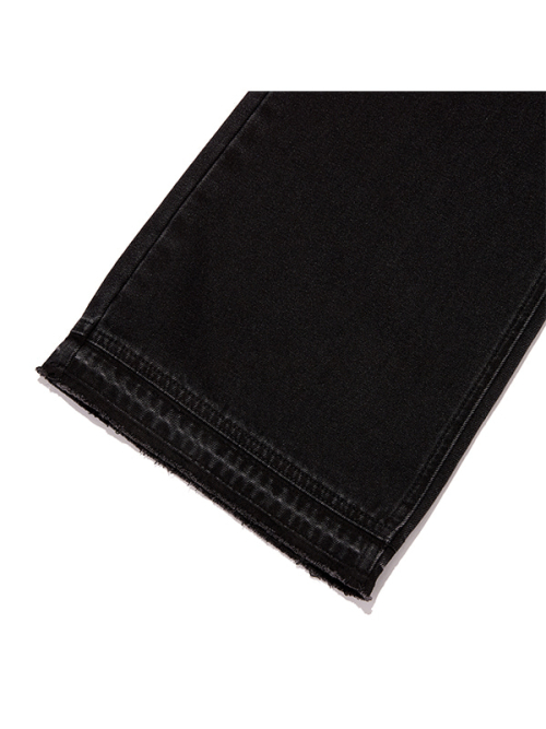 DISTRESSED SLIM-FIT DENIM PANTS [BLACK]