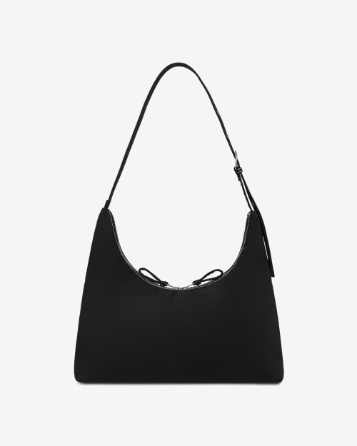 [Button Gift] Big Nylon Shoulder Bag Black OZBGGA304B