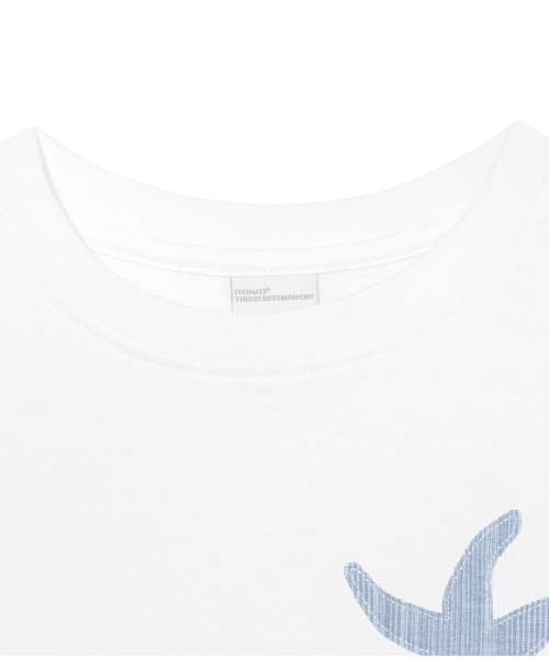 (w) TCM vintage starfish crop T (white)