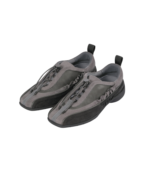 Layered shirring sneakers GRAY