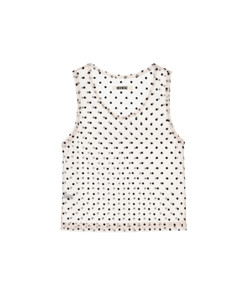 DOTS SHEER SLEEVELESS TOP_BEIGE