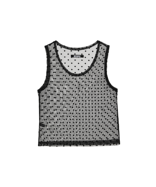 DOTS SHEER SLEEVELESS TOP_BLACK