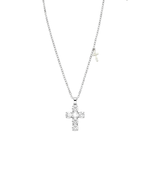 Crystal Cross Slide Necklace_White