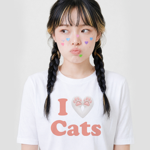 러브포맷 아이러브 고양이 티셔츠