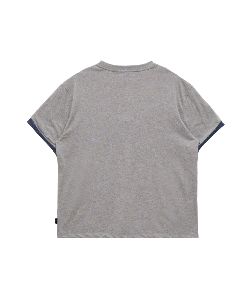 STAR Swirl Layered Roll-Up Short Sleeve T-Shirt MELANGE GREY