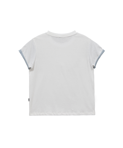 STAR Swirl Layered Roll-Up Short Sleeve T-Shirt WHITE