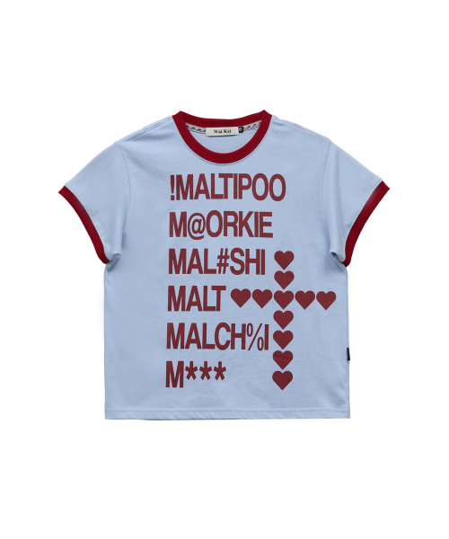 Maltipoo Lettering Color Block Crop Ringer Short Sleeve T-Shirt SORA