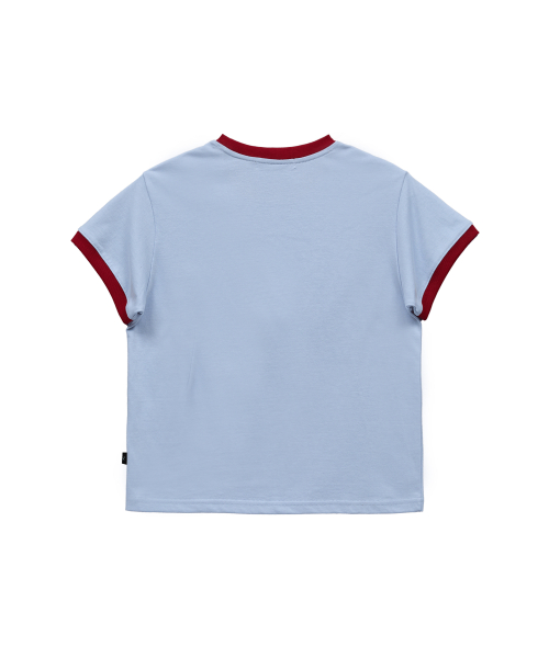 Maltipoo Lettering Color Block Crop Ringer Short Sleeve T-Shirt SORA