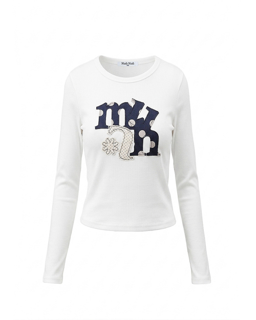 DOT A FLOWER PATCH LONG SLEEVE [WHITE]