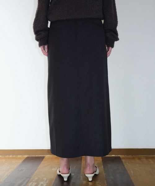 STRIPE SLIT H-LINE SKIRT - DARK GREY
