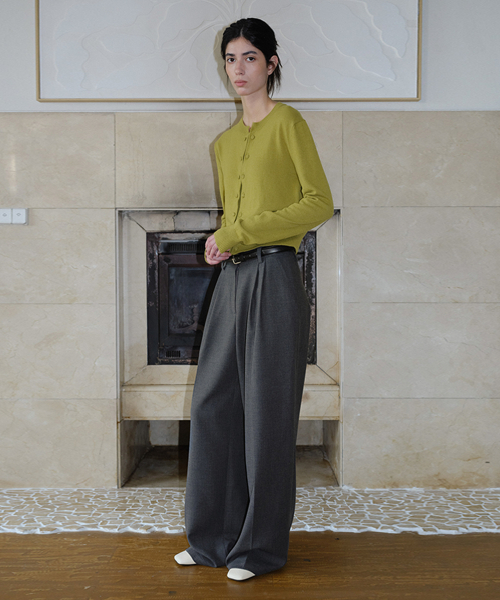 TWO TUCK WIDE SLACKS - CHARCOAL