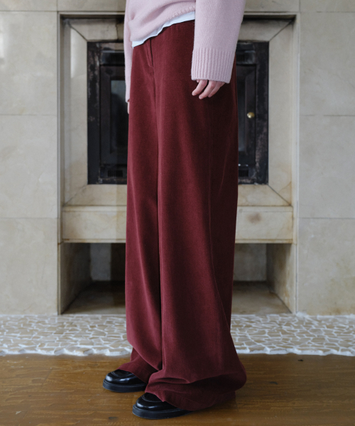 CORDUROY STRAIGHT PANTS - WINE