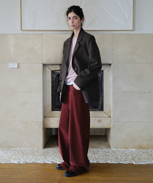 CORDUROY STRAIGHT PANTS - WINE