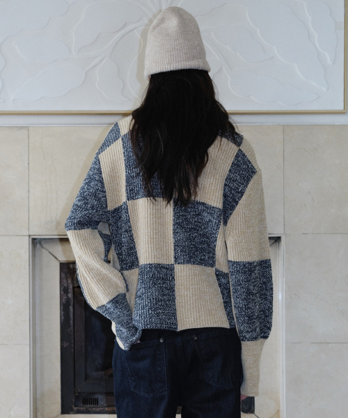 COLOR BLOCK ZIPUP KNIT - YELLOW