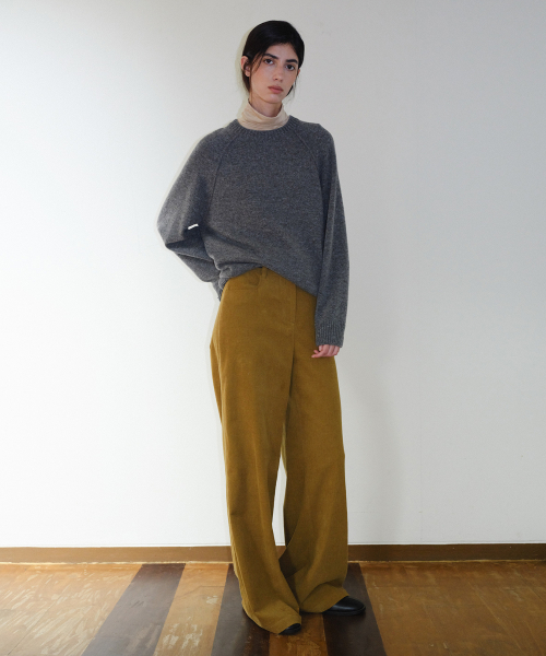 WOOL BLEND RAGLAN PULLOVER - DARK GREY