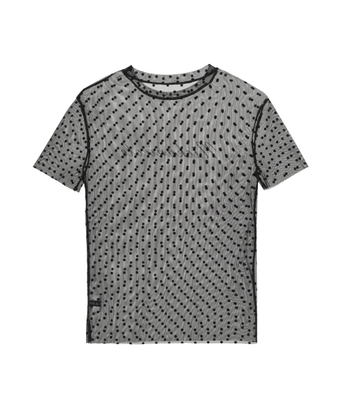 DOTS SHEER HALF TOP_BLACK