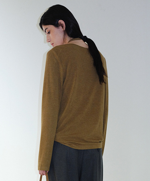HALTERNECK LAYERED T-SHIRT - OLIVE