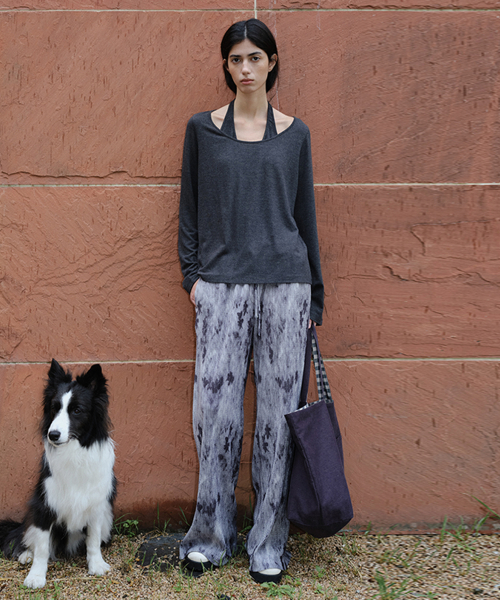 HALTERNECK LAYERED T-SHIRT - DARK GREY