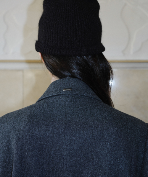 WOOL SINGLE TWO BUTTON JACKET - DARK GREY