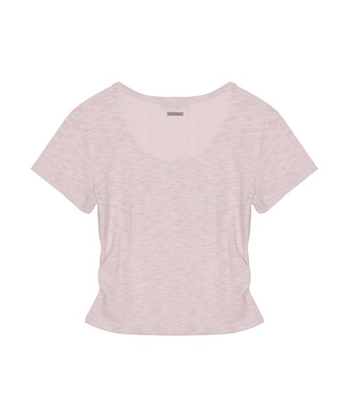 HENLEY NECK BUTTON TOP_PINK