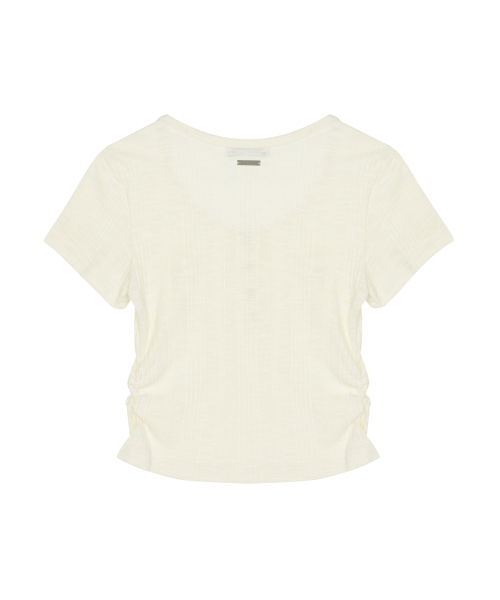 HENLEY NECK BUTTON TOP_BEIGE