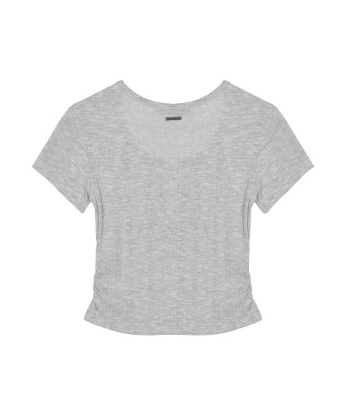 HENLEY NECK BUTTON TOP_GRAY