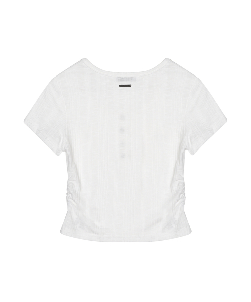 HENLEY NECK BUTTON TOP_WHITE