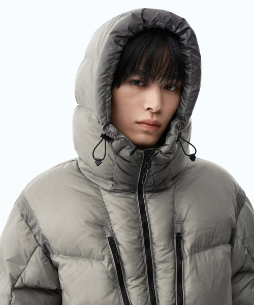 [시티 레저] 시어 후디드 다운 재킷 [웜 그레이]