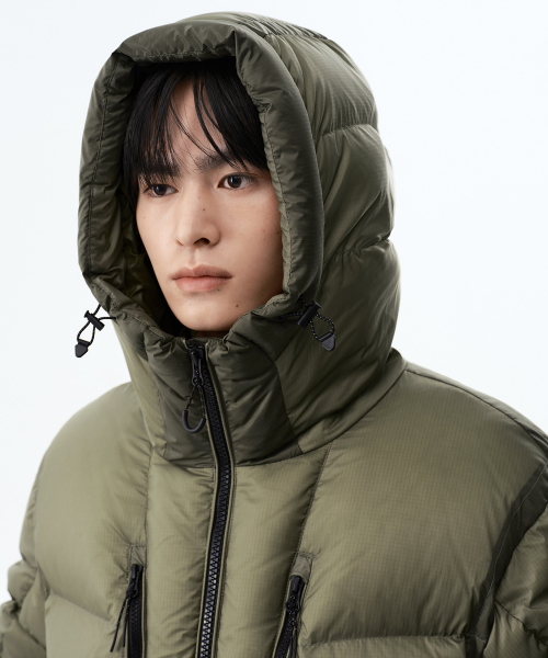 [시티 레저] 시어 후디드 다운 재킷 [올리브]