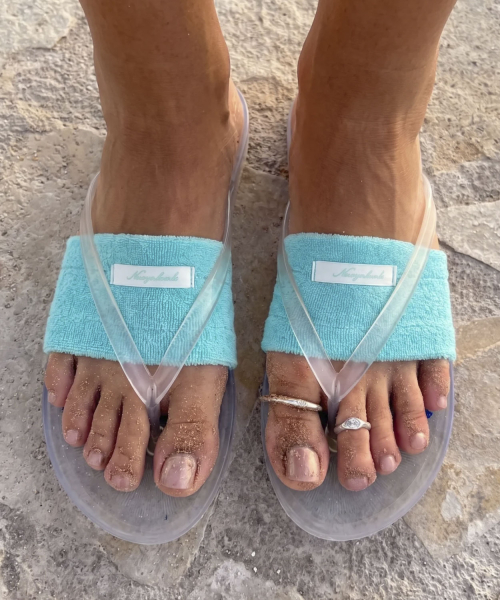 Summer Terry Flip-Flop Toe Socks_Teal