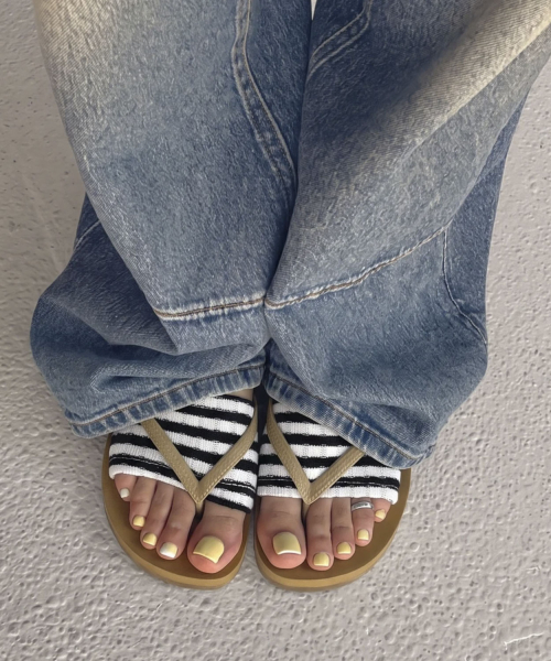Striped Flip-Flops Half Socks_White