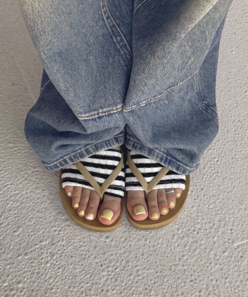 Striped Flip-Flops Half Socks_White