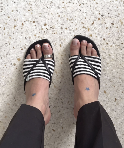 Striped Flip-Flops Half Socks_White