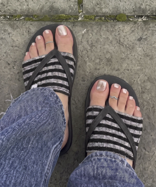 Striped Flip-Flops Half Socks_Gray