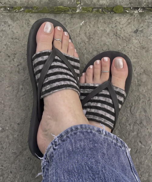 Striped Flip-Flops Half Socks_Gray