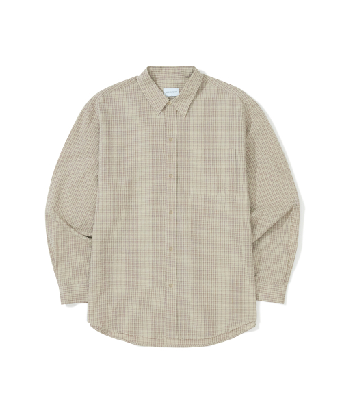 마니또 로고 포인트 체크 셔츠_베이지