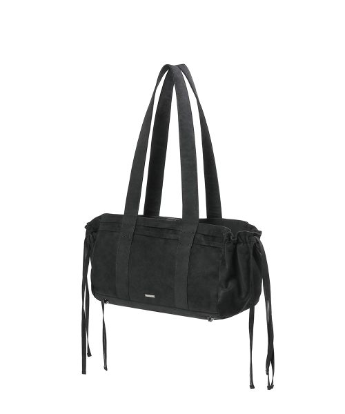 String square shoulder bag BLACK