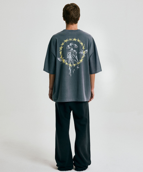 HALCYON STATUE WASHED T-SHIRT / NAVY