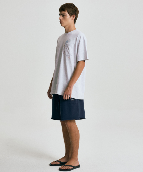 PASSPORT STAMP T-SHIRT / Light melange
