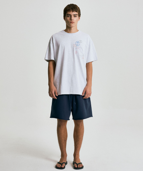 PASSPORT STAMP T-SHIRT / Light melange