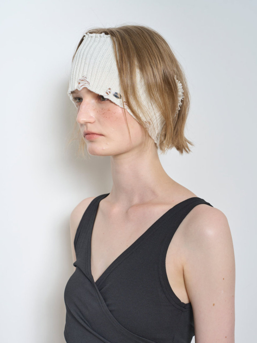 LOGO RIP HAIR BAND_WHITE COLOR