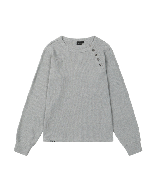 Slant Henry Neck Long Sleeve (Gray)