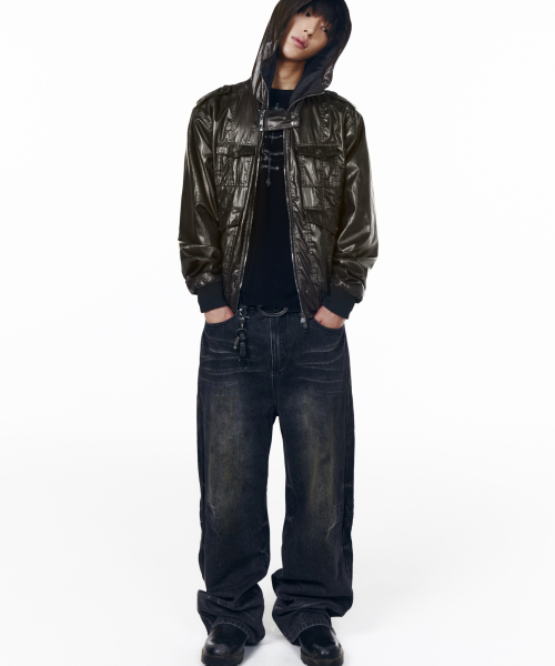 Coated Pocket Hooded Jacket (Olive)