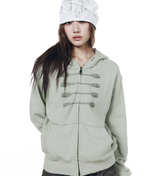 Napoleon Printed Zip-Up Hoodie (Mint)