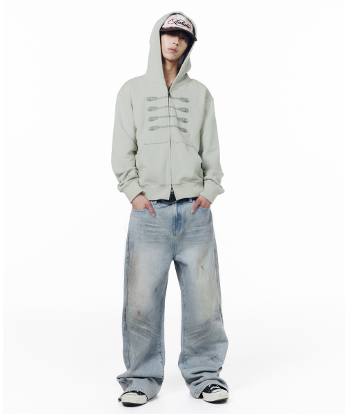 Napoleon Printed Zip-Up Hoodie (Mint)